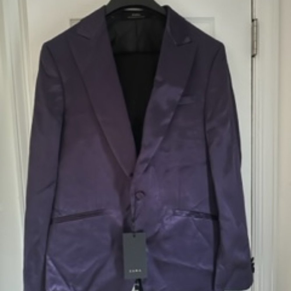 Satin Plum Men's Suit by Zara USD 40 w/ Black pants 30 USD